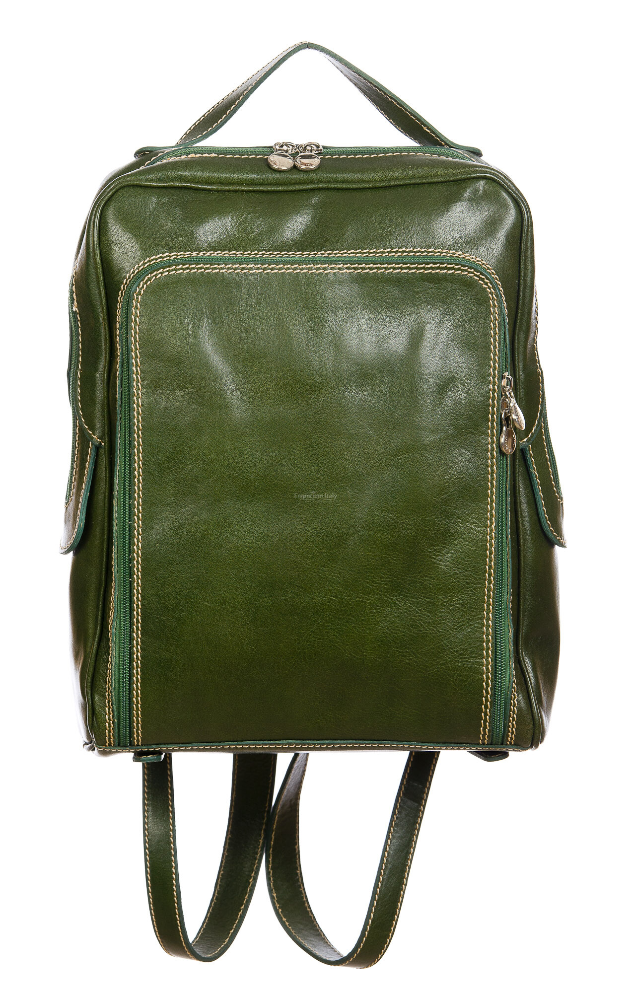 MONTE BIANCO MAXI : men's/women's backpack, genuine buffered leather, color  : GREEN, Made in Italy, RECOMMENDED