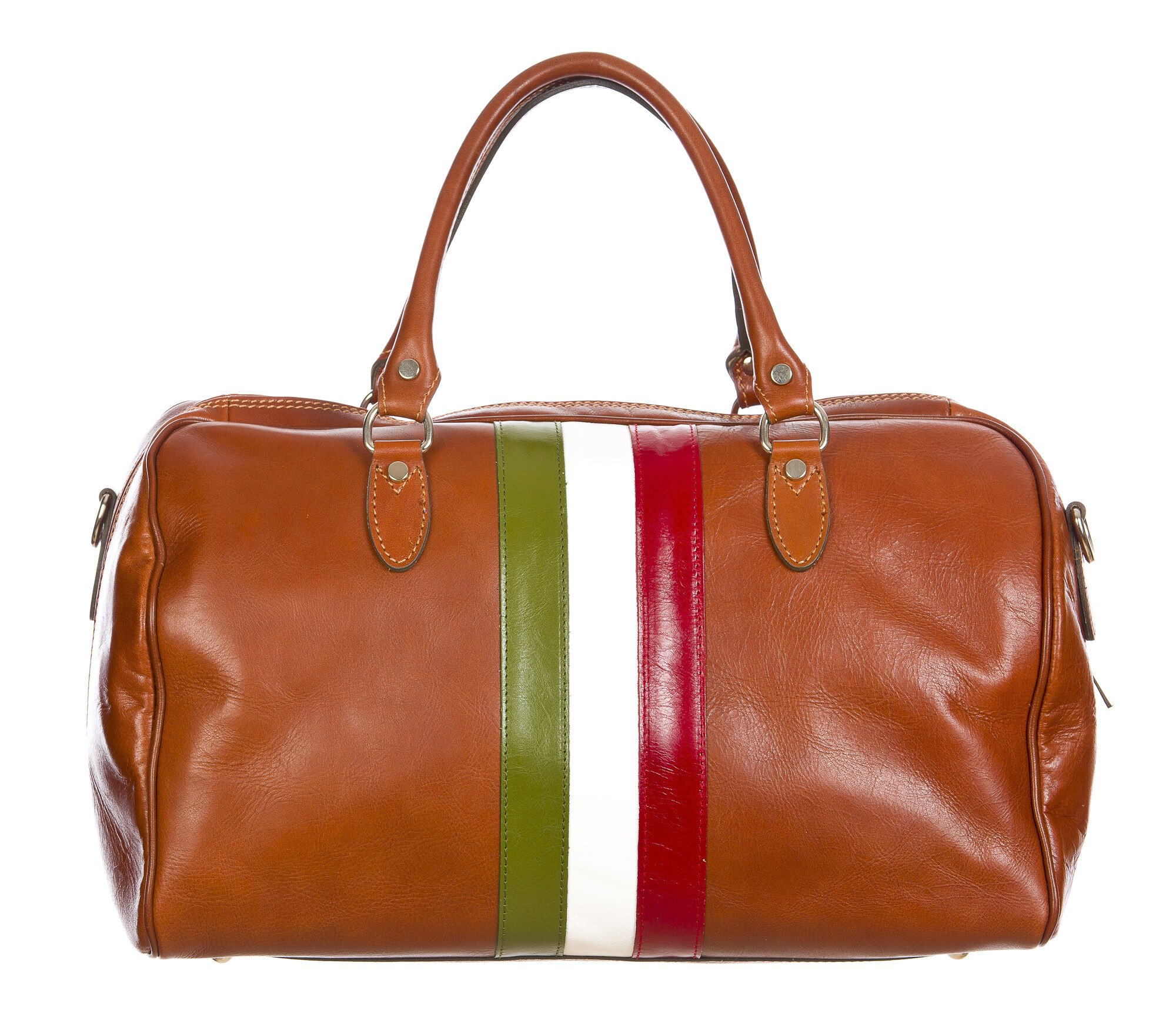 Genuine leather travel bag COMO MEDIUM, Italian Tricolour, HONEY