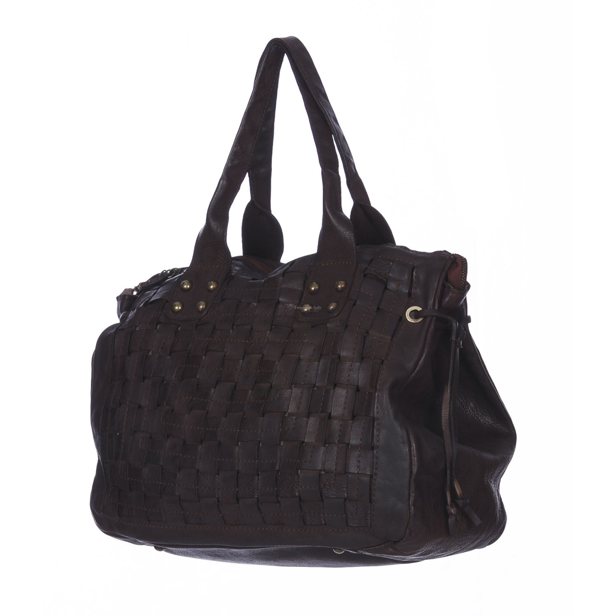 Vintage look shoulderbag in soft leather / 15322 - Black (Nero