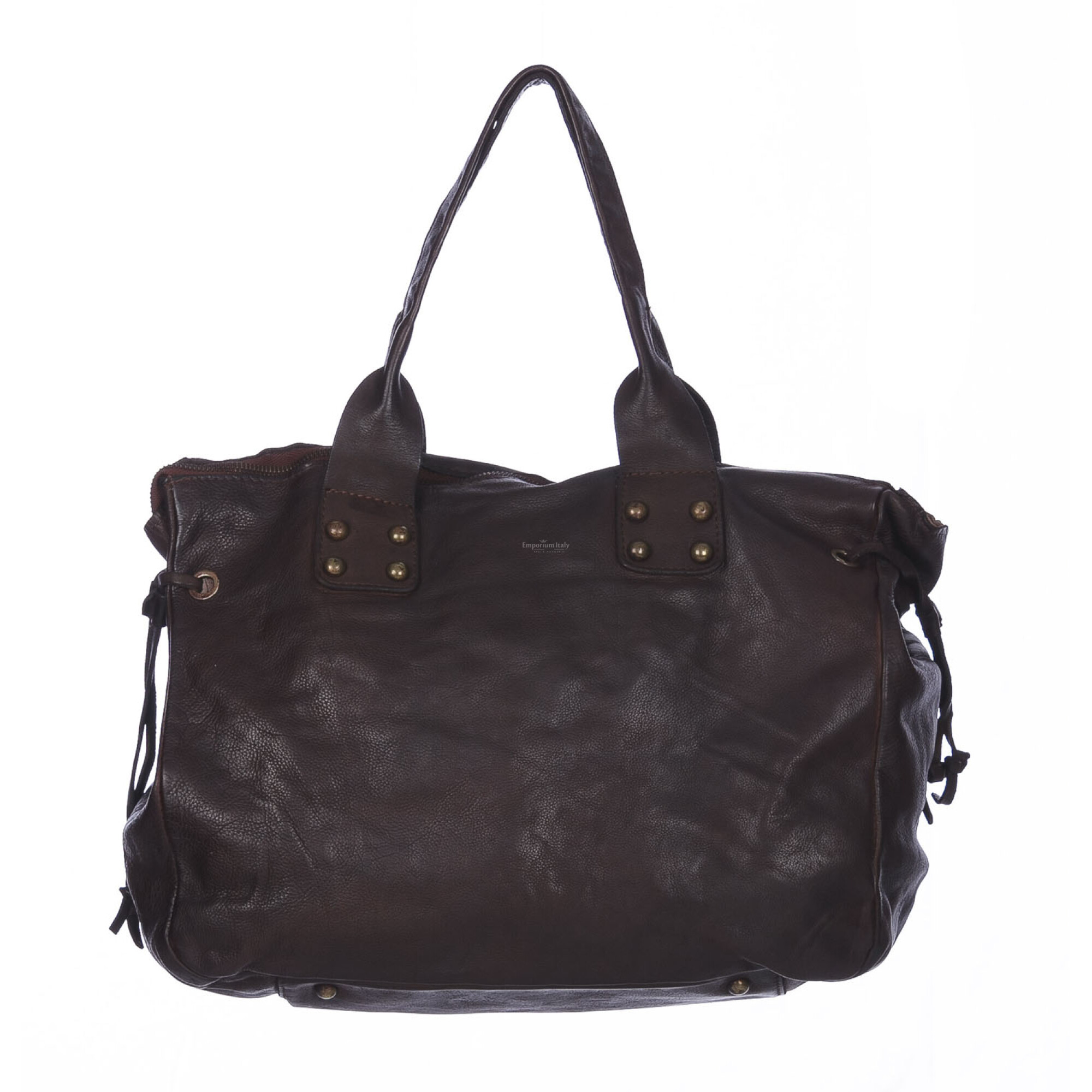 Vintage look shoulderbag in soft leather / 15322 - Black (Nero