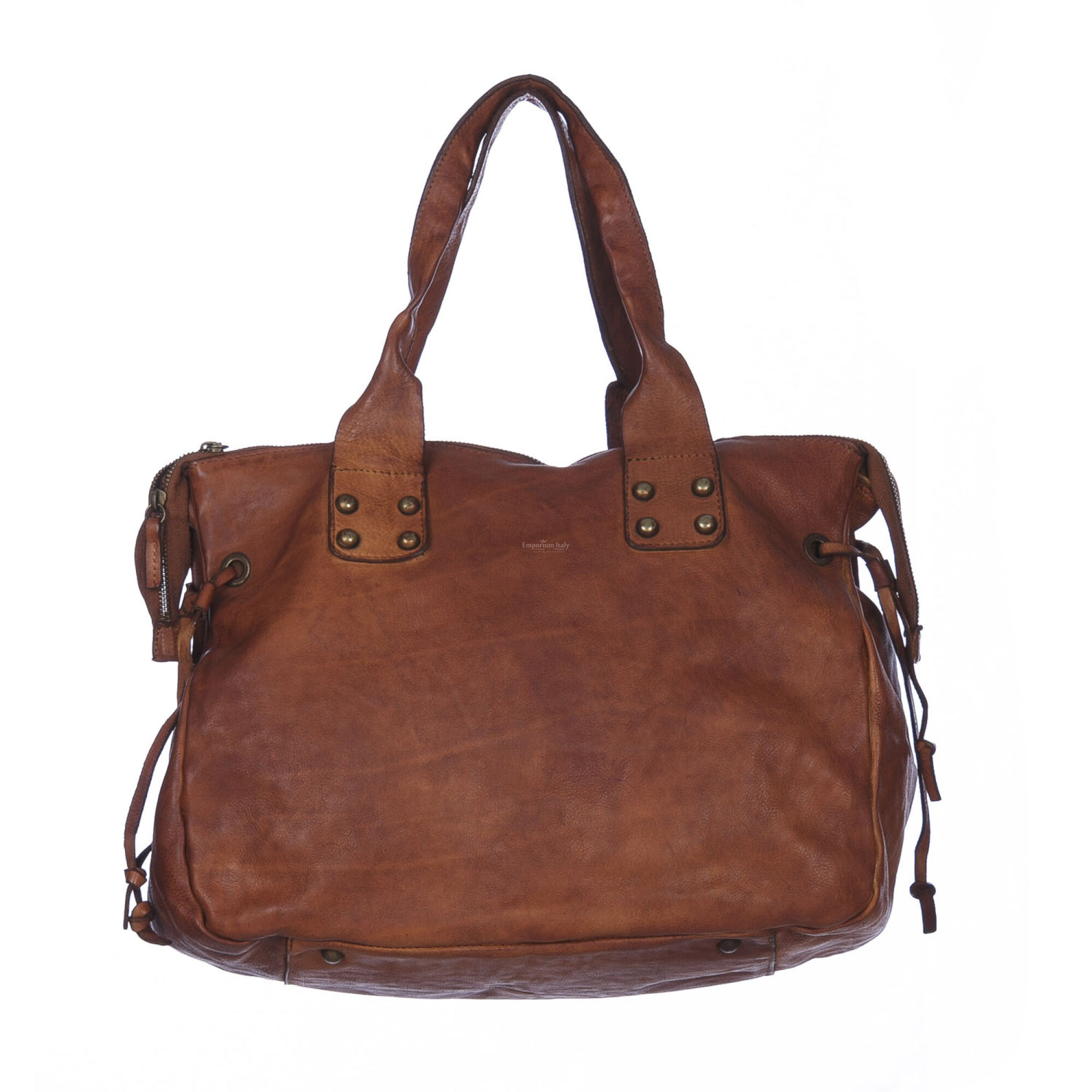 Women's Shoulder Bag in Vintage Leather color Dark Brown Seppia - Sguardo  line BSH183
