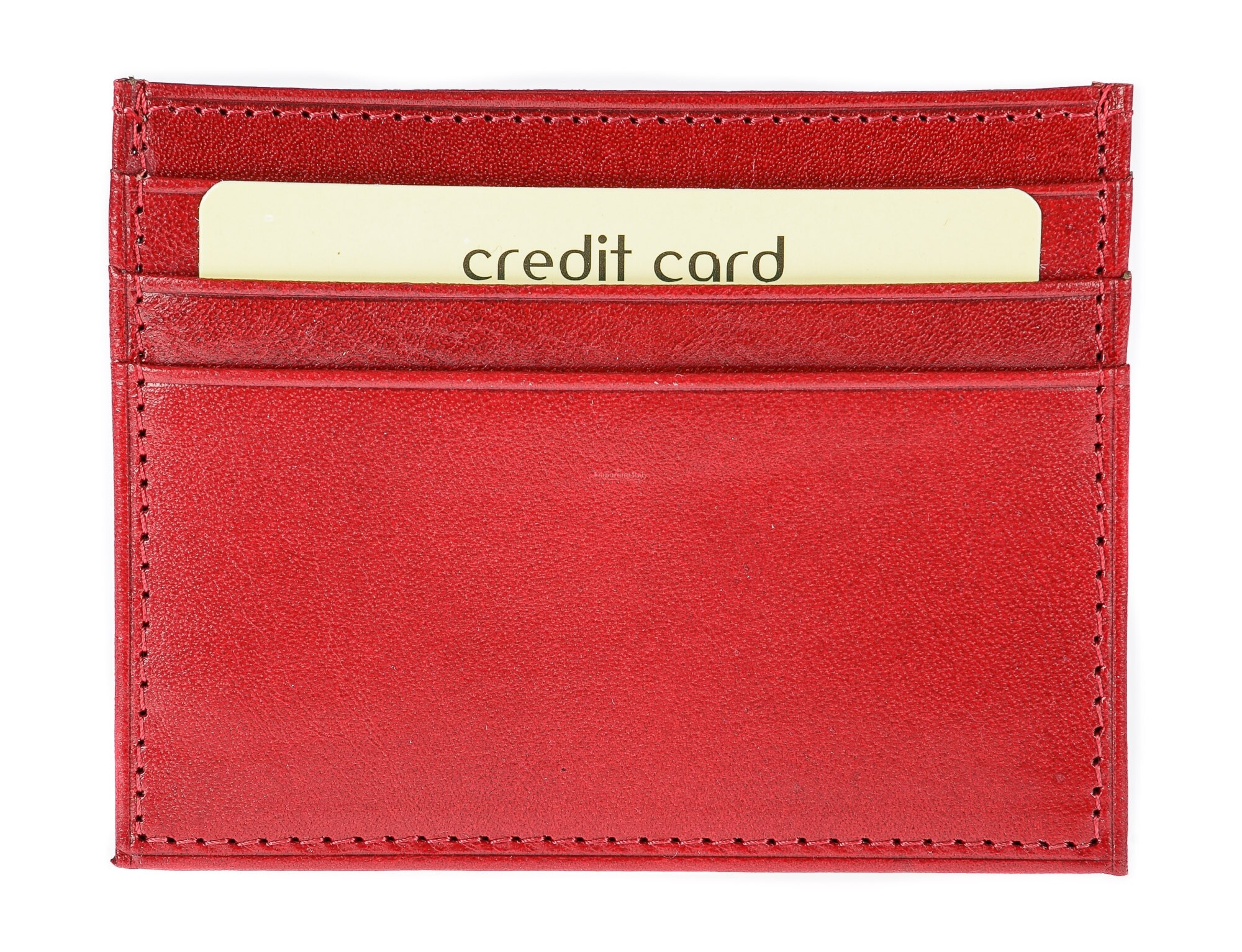 Porta tessere - carte di credito uomo / donna in vera pelle tradizionale  SANTINI mod BELGIO, colore ROSSO, Made in Italy.