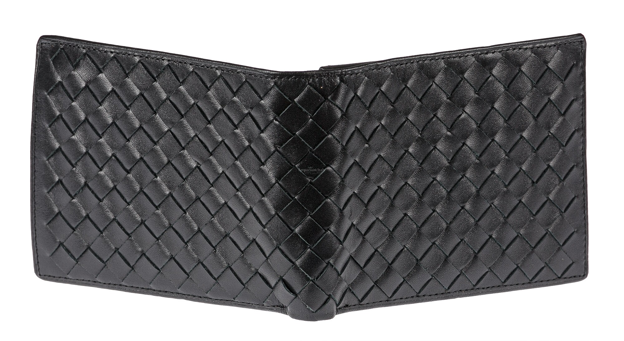 Genuine braided leather wallet for man GIORDANIA, BLACK colour