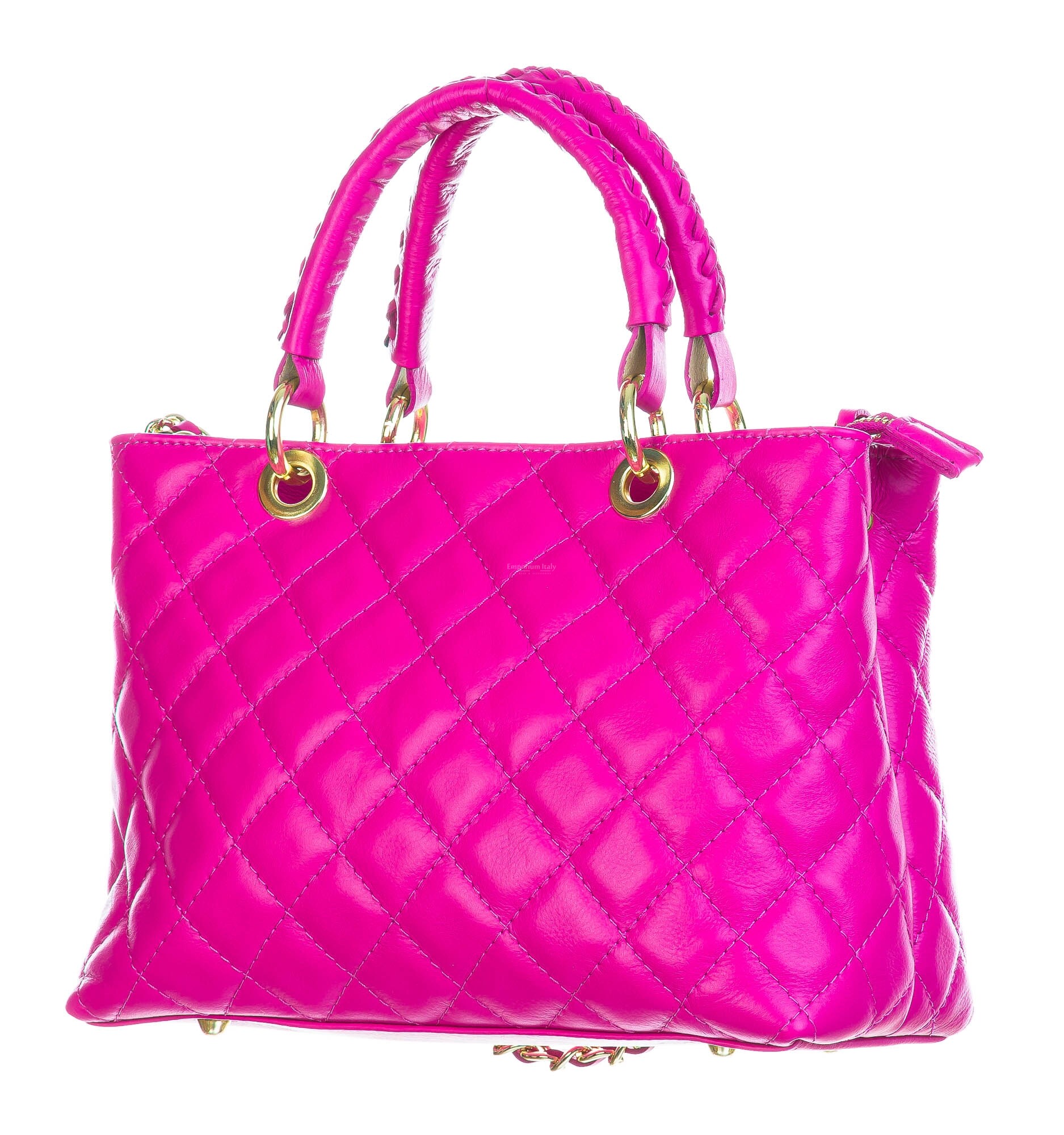 Genuine leather bag CAMILLA SMALL, FUCHSIA colour, CHIAROSCURO, MADE IN  ITALY, CROSSBODY LEATHER BAGS