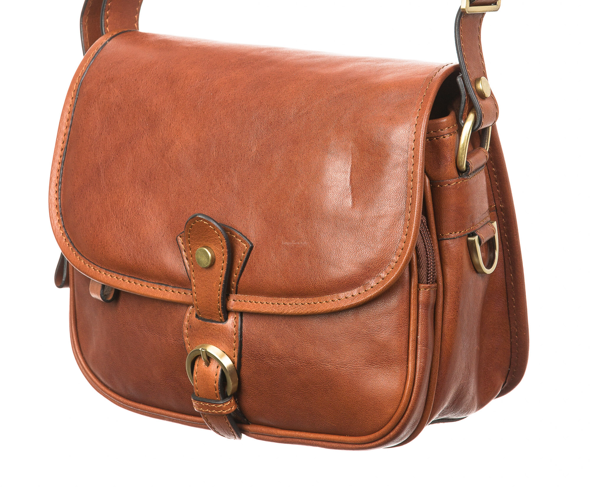 Ladies genuine leather bag SANTINI mod. LANA, HONEY, Made in Italy.