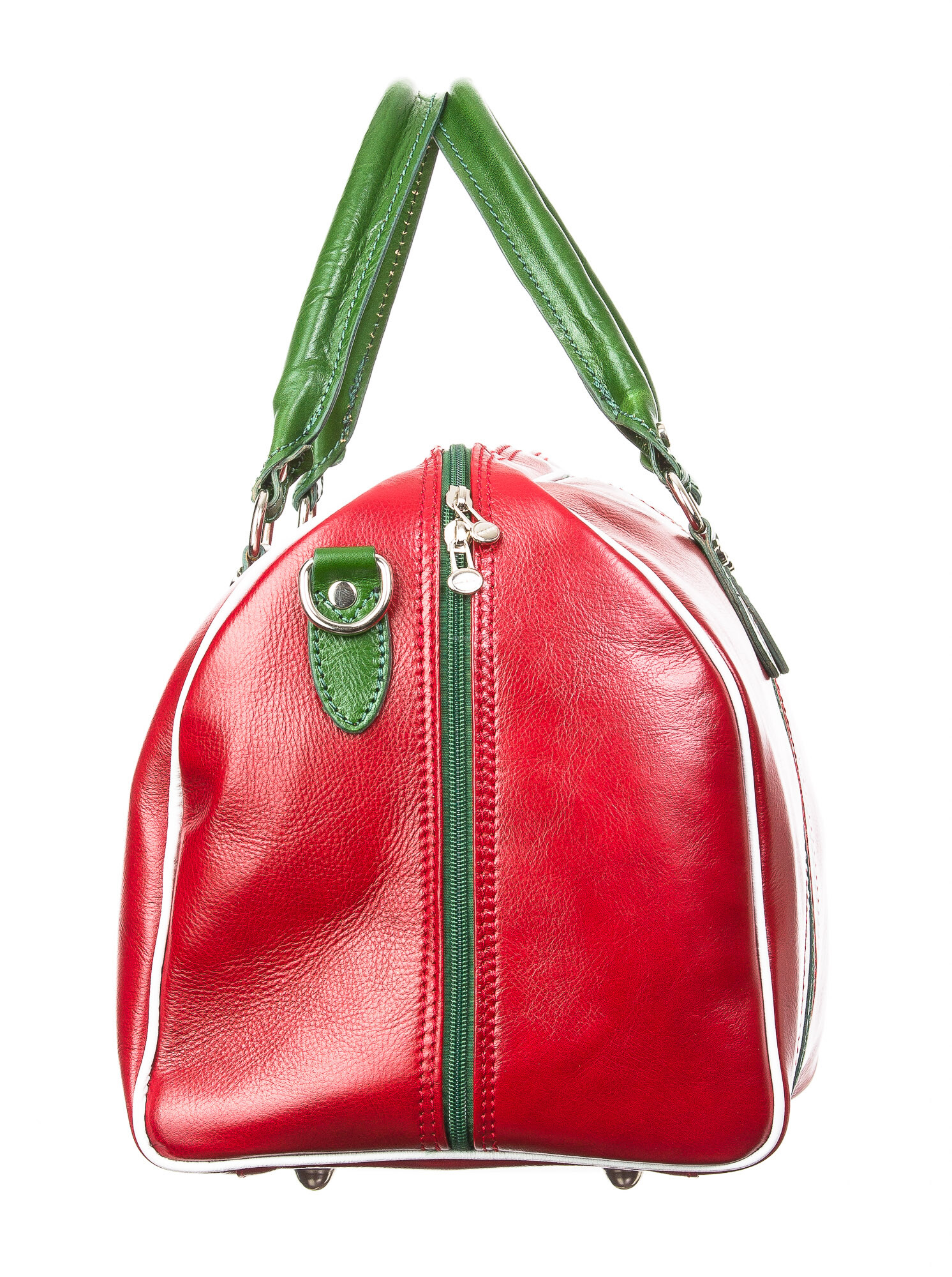CATANZARO- Unisex handmade genuine leather travel bag with italian flag big  size