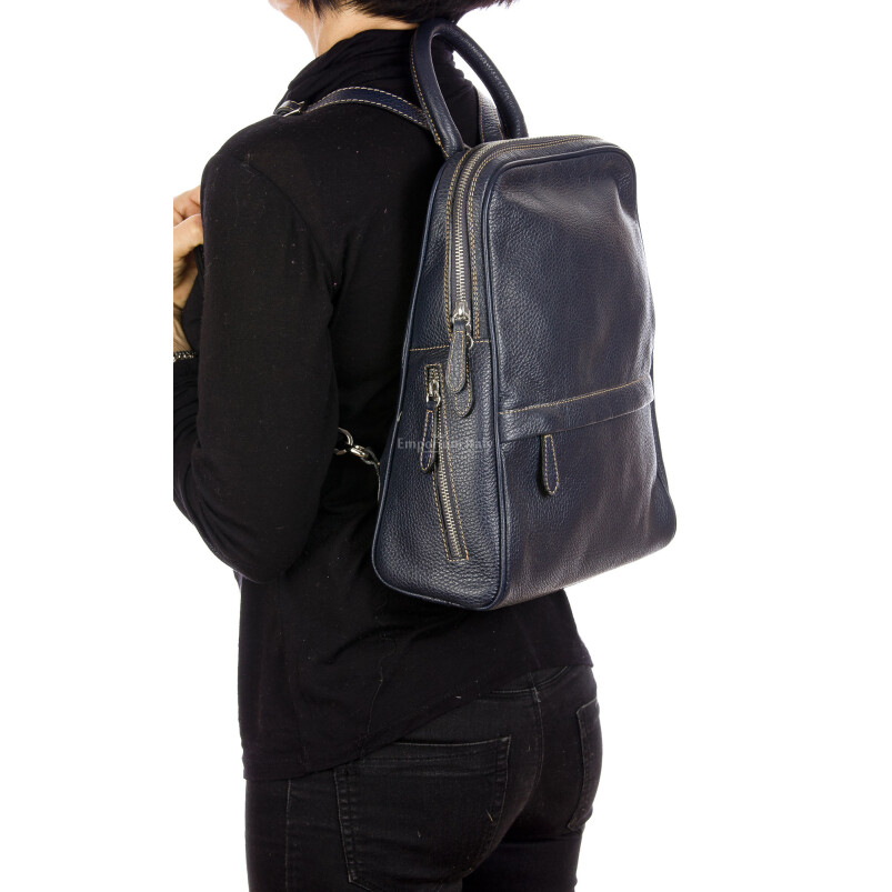 Monte CERVINO: рюкзак женский из мягкой кожи, цвет: СИНИЙ, производство Италия