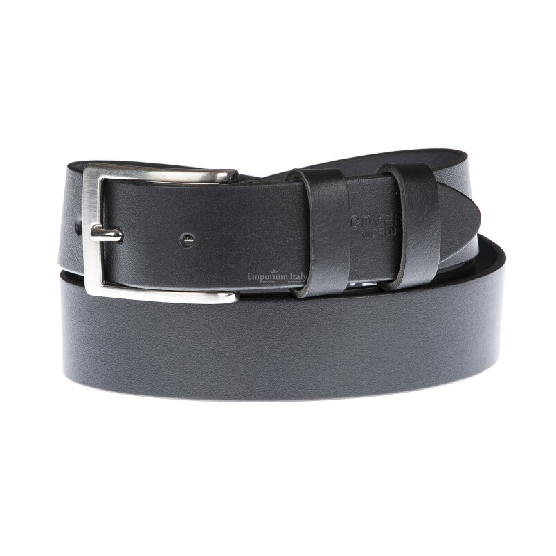 Genuine leather belt for man FABRIANO, BLACK, COVERI, MADE IN ITALY ...