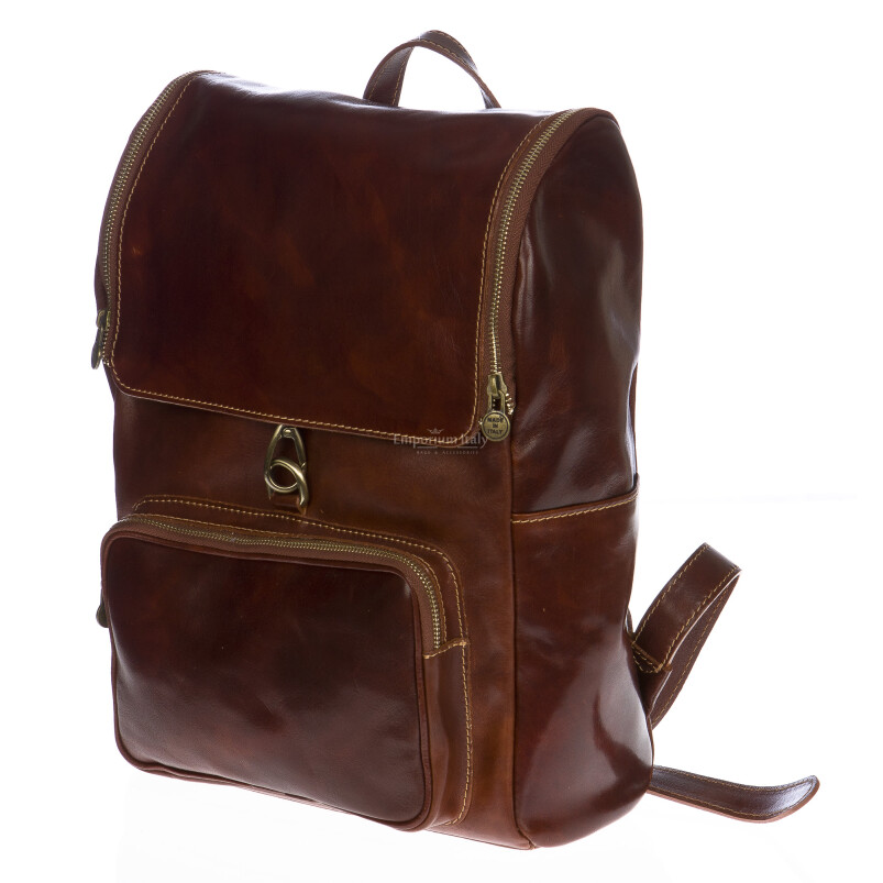 Backpack buffered real leather mod. MONTE EVEREST, color BROWN | ZAINO ...