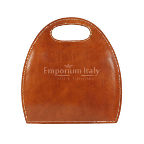 Borsa donna in vera pelle CHIAROSCURO mod. WINONA, colore MIELE, Made in Italy.