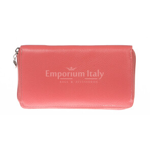 Portafoglio donna in vera pelle tradizionale SANTINI mod BIANCOSPINO colore ROSA Made in Italy. (Portafoglio)