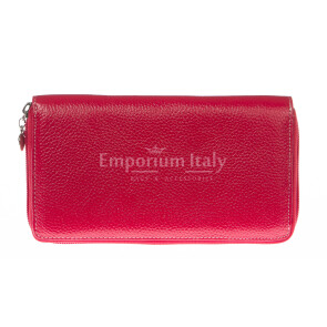 Ladies wallet in genuine traditional leather SANTINI mod BIANCOSPINO color RED, Made in Italy.
