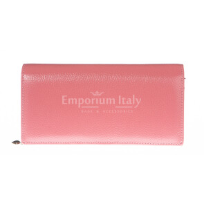 Portafoglio donna in vera pelle tradizionale SANTINI mod SURFINIA colore ROSA Made in Italy.