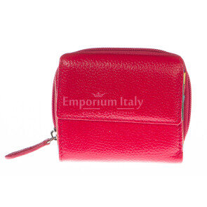 Ladies wallet in genuine traditional leather SANTINI mod BEGONIA color RED, Made in Italy.