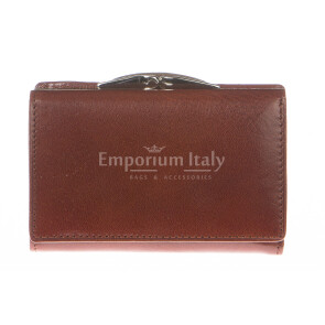 Ladies wallet in genuine traditional leather SANTINI mod PETUNIA color BROWN, Made in Italy.