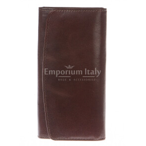 Ladies wallet in genuine traditional leather SANTINI mod GLADIOLO color DARK BROWN, Made in Italy.
