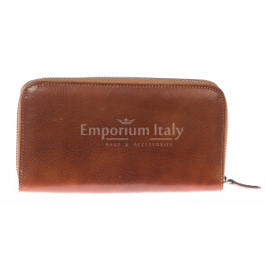 Mens / Ladies wallet in genuine traditional leather SANTINI mod MUGHETTO color HONEY, Made in Italy.