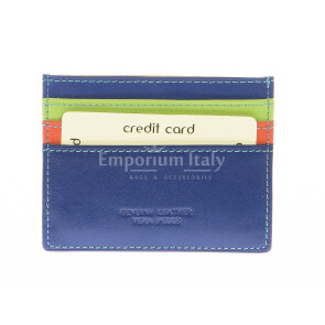 Porta tessere - carte di credito uomo / donna in vera pelle tradizionale CHIAROSCURO mod GRECIA, MULTICOLORE Made in Italy. - P020929
