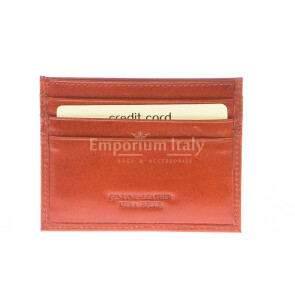 Mens / Ladies cardholder in genuine traditional leather SANTINI mod BELGIO, color ORANGE, Made in Italy.