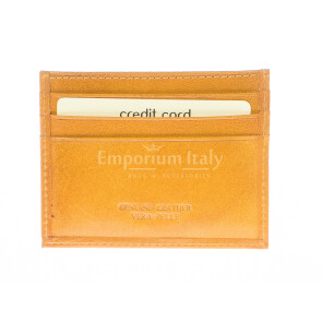 Porta tessere - carte di credito uomo / donna in vera pelle tradizionale SANTINI mod BELGIO, colore GIALLO, Made in Italy.