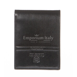 Mens wallet in genuine traditional leather EMPORIO VALENTINI, mod RUSSIA, color BLACK, Made in Italy.