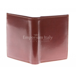 Mens wallet in genuine traditional leather SANTINI, mod GUINEA, color BROWN, Made in Italy.
