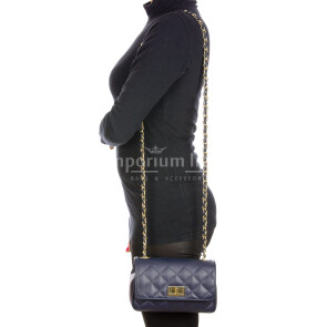 CHARLOTTE MINI : женская сумка из мягкой кожи, цвет : СИНИЙ, производство Италия