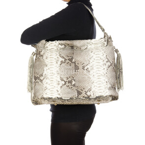 LORNA : borsa donna in pelle di pitone, colore : ROCCIA, Made in Italy (Borsa)
