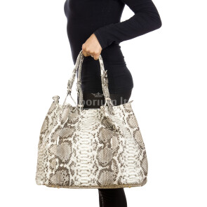 GIANNA : borsa donna in pelle di pitone, colore : ROCCIA, Made in Italy (Borsa)