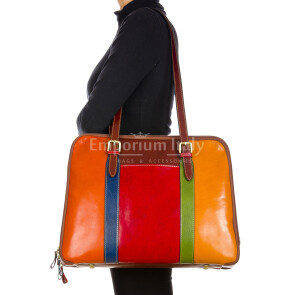 ANNALISA : borsa donna a spalla in cuoio, colore: MULTICOLOR, SANTINI, Made in Italy