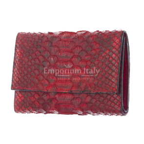  Genuine python skin wallet for woman GERBERA, CITES, RED colour, SANTINI, MADE IN ITALY