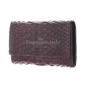  Genuine python skin wallet for woman GERBERA, CITES, DARK BROWN colour, SANTINI, MADE IN ITALY