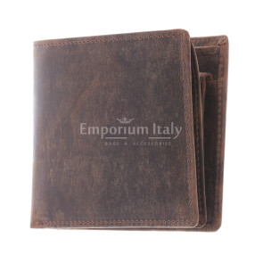 FINLANDIA SMALL: мужской кошелек из кожи нубук, цвет: коричневый, сделано в Италии