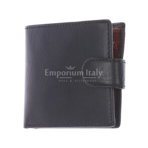 LESOTHO: мужской кожаный кошелек, цвет: ЧЕРНЫЙ / МЕДОВЫЙ, сделано в Италии