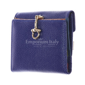 Genuine leather wallet for woman MIMOSA, BLUE colour, SANTINI, MADE IN ITALY