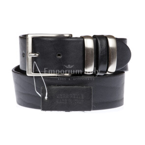 TREVISO: men's leather belt, color: BLACK, Made in Italy