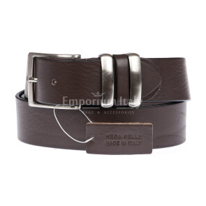 TREVISO: men's leather belt, color: DARK BROWN, Made in Italy