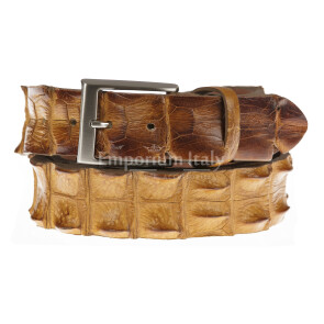 Cintura uomo in vera pelle di coccodrillo FORLI’, colore MIELE, SANTINI, MADE IN ITALY