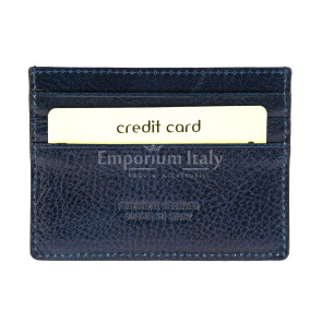 Porta tessere - carte di credito uomo / donna in vera pelle tradizionale SANTINI mod BELGIO, colore BLU, Made in Italy.