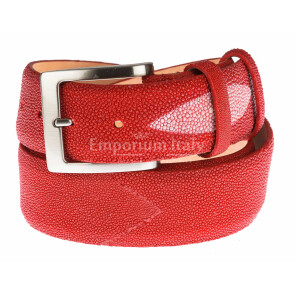 Mens stingray real leather belt mod. AGRIGENTO, colour RED