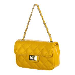  Genuine leather shoulder bag CHARLOTTE, color YELLOW, CHIAROSCURO, MADE IN ITALY