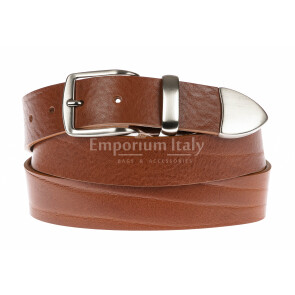 FIUMICINO: cintura uomo in cuoio, colore: TESTA MORO, Made in Italy