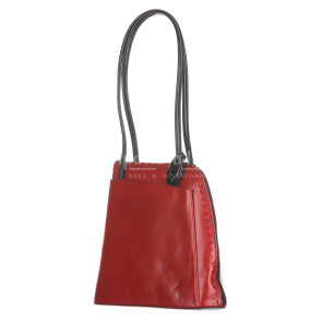 Ladies backpack buffered real leather mod. MONTE CIMONE, color RED, CHIAROSCURO, Made in Italy