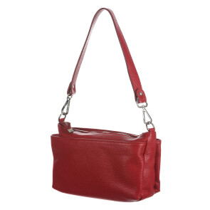 Genuine leather shoulder bag MAGDA, color RED, CHIAROSCURO, MADE IN ITALY