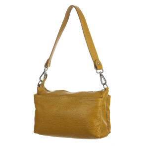 Genuine leather shoulder bag MAGDA, color YELLOW, CHIAROSCURO, MADE IN ITALY