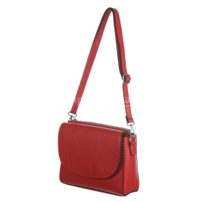Genuine leather shoulder bag RACHELE, color RED, CHIAROSCURO, MADE IN ITALY