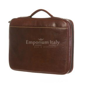 Work / office genuine leather bag CHIAROSCURO mod. ALFREDO, colour DARK BROWN, Made in Italy.