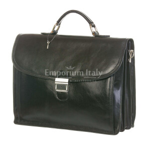 ERCOLE XXL : cartella ufficio / borsa lavoro, uomo / donna, in cuoio, colore : NERO, Made in Italy