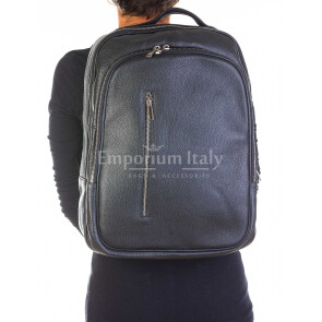Monte KILIMANGIARO : borsa-zaino uomo / donna in cuoio, colore: NERO, Made in Italy