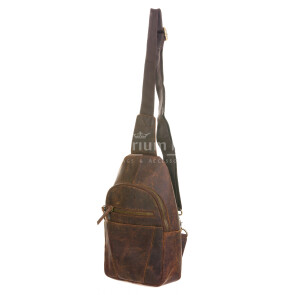 DENNIS men's shoulder bag in genuine nubuck leather, color BROWN, CHIAROSCURO, Made in Italy